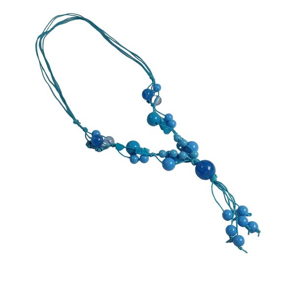 Necklace Jewelry 28 to 44 Inch Length Plastic Gem Costume Beach Core Baby Blue - Picture 6 of 6